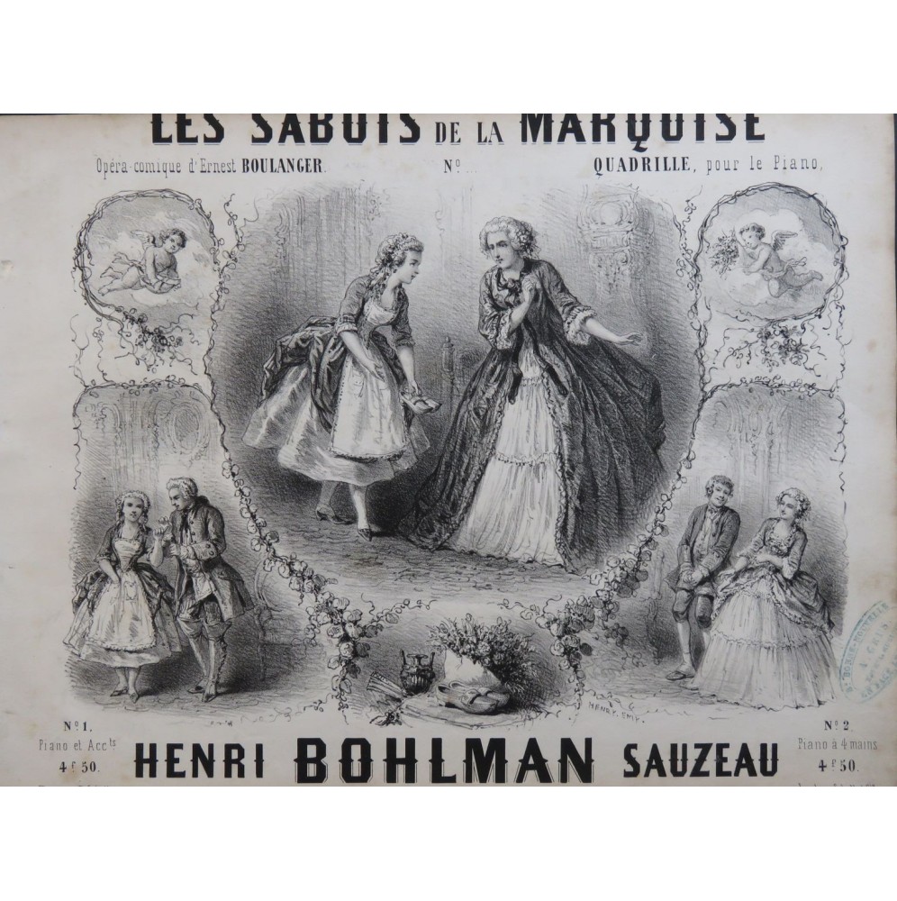 BOHLMAN SAUZEAU Henri Les Sabots de la Marquise Piano Cornet Flûte Violon ca1854