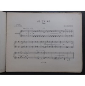 WALDTEUFEL Émile Je t'aime Suite de Valses Piano 4 Mains ca1885