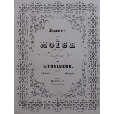 THALBERG S. Moïse Fantaisie Piano ca1850