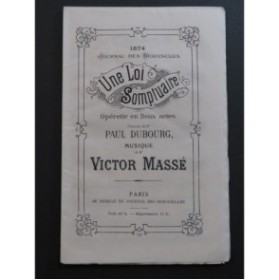 MASSÉ Victor Une Loi Somptuaire Opérette Chant Piano 1874