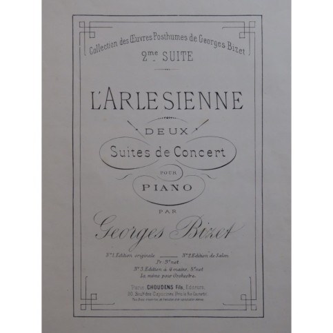 BIZET Georges L'Arlésienne Suite No 2 Piano 4 mains ca1880