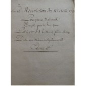 LE MIERE F. A. La Révolution du 10 Août 1792 Pot Pourri Manuscrit Piano XVIIIe