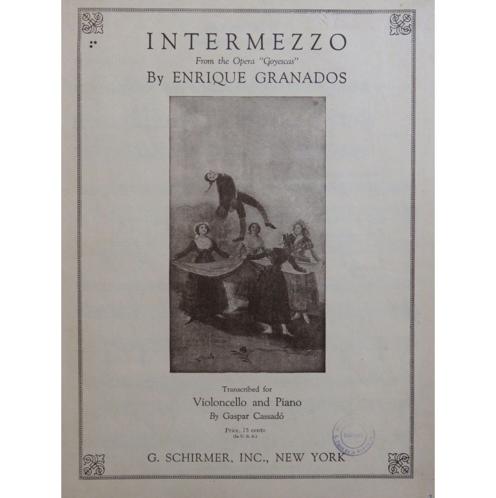 GRANADOS Enrique Intermezzo Piano Violoncelle
