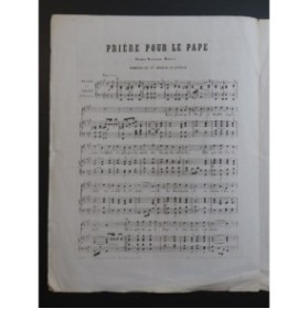 DE LONLAY Eugène Prière pour le Pape Dédicace Chant Piano ca1850