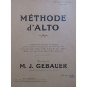 GEBAUER M. J. Méthode d'Alto ca1930