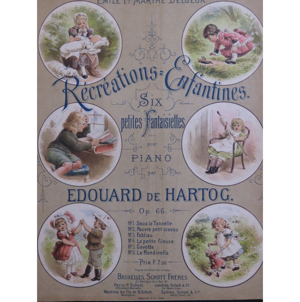 DE HARTOG Édouard Récréations Enfantines Piano ca1890