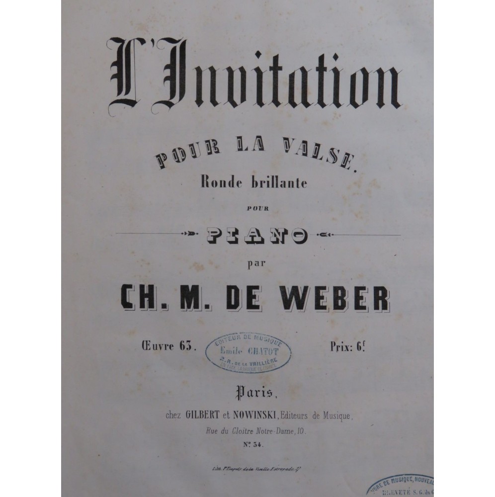 WEBER L'Invitation à la Valse Piano XIXe