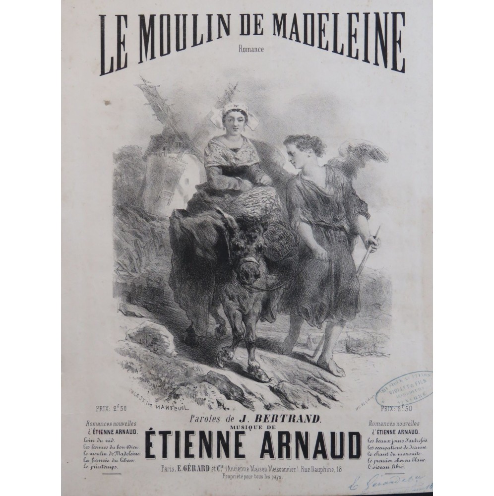 ARNAUD Étienne Le Moulin de Madeleine Chant Piano ca1860