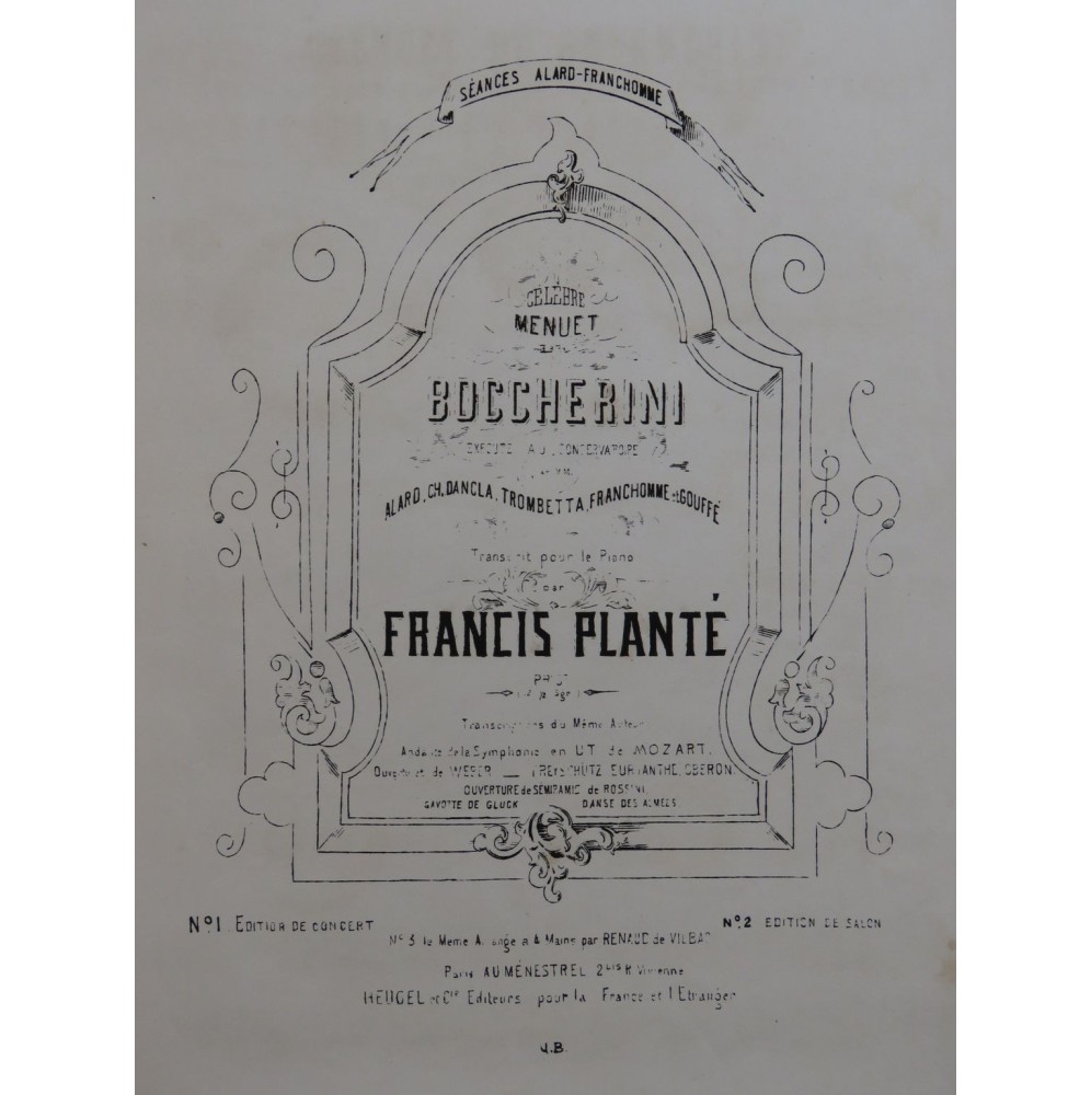 BOCCHERINI Luigi Menuet Piano 1873
