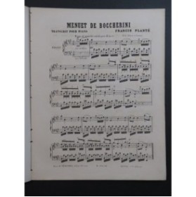 BOCCHERINI Luigi Menuet Piano 1873