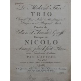 ISOUARD Nicolo Le Médecin Turc Trio Chant Piano ca1810