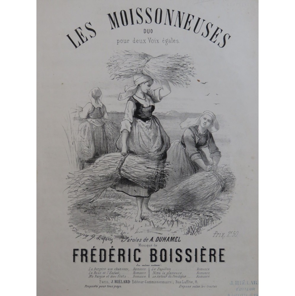 BOISSIÈRE Frédéric Les Moissonneuses Chant Piano ca1867