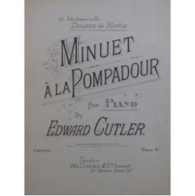 CUTLER Edward Minuet à la Pompadour Piano