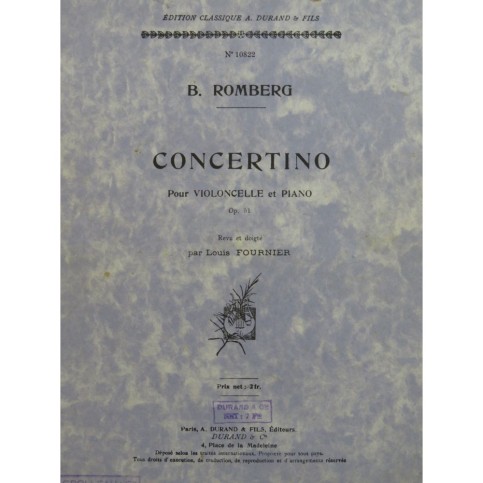 ROMBERG B. Concertino Violoncelle Piano 1926