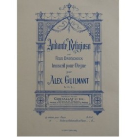 DREYSCHOCK Félix Andante Religioso Op 28 Orgue 1894