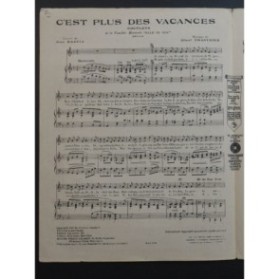 CHANTRIER Albert C'est Plus les Vacances Chant Piano 1925