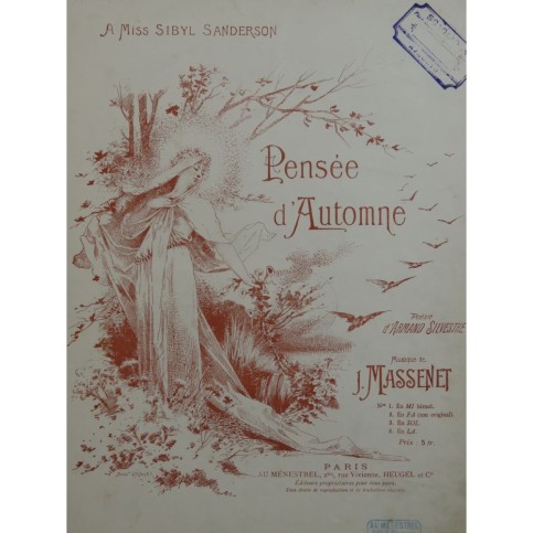 MASSENET Jules Pensées D'Automne Chant Piano 1901