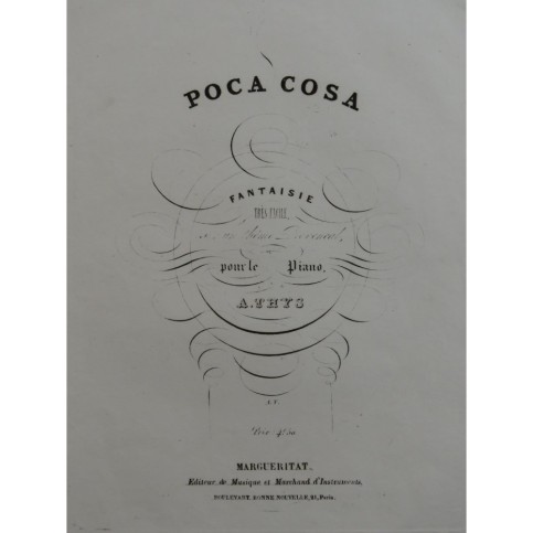 THYS Alphonse Poca Cosa Fantaisie Op 20 Piano XIXe