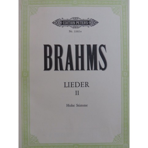 BRAHMS Johannes Lieder Band II Piano Chant