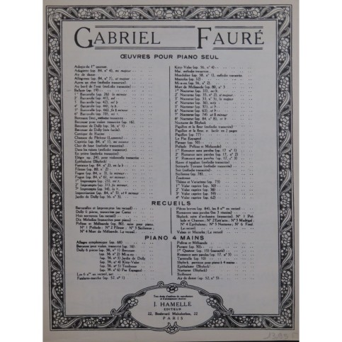 FAURÉ Gabriel Ballade op 19 Piano