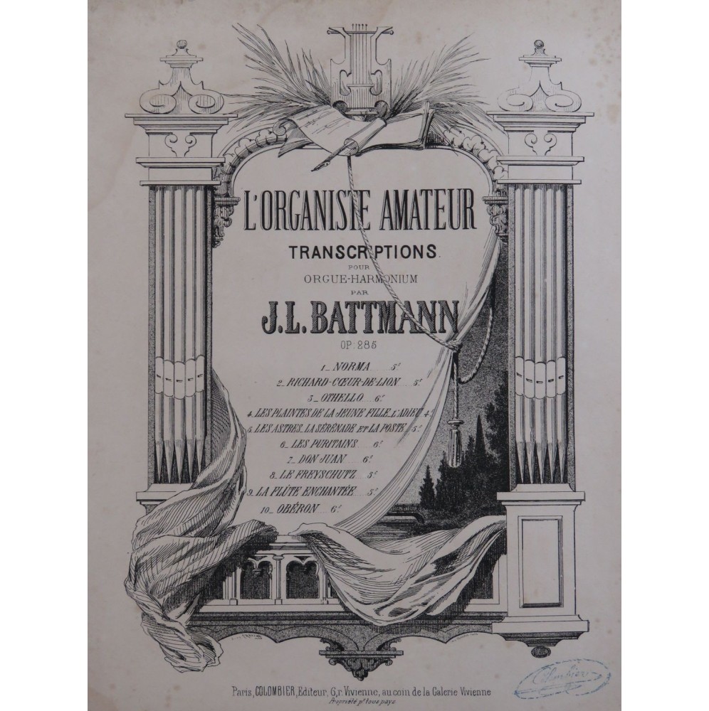 BATTMANN J. L. La Flûte Enchantée Mozart Orgue Harmonium ca1867