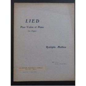 MATHIEU Rodolphe Lied Violon Piano ou Orgue 1921