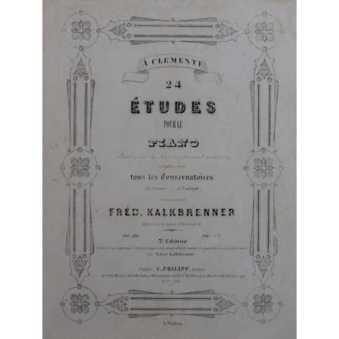 KALKBRENNER Frédéric 24 Études op 20 Piano ca1850