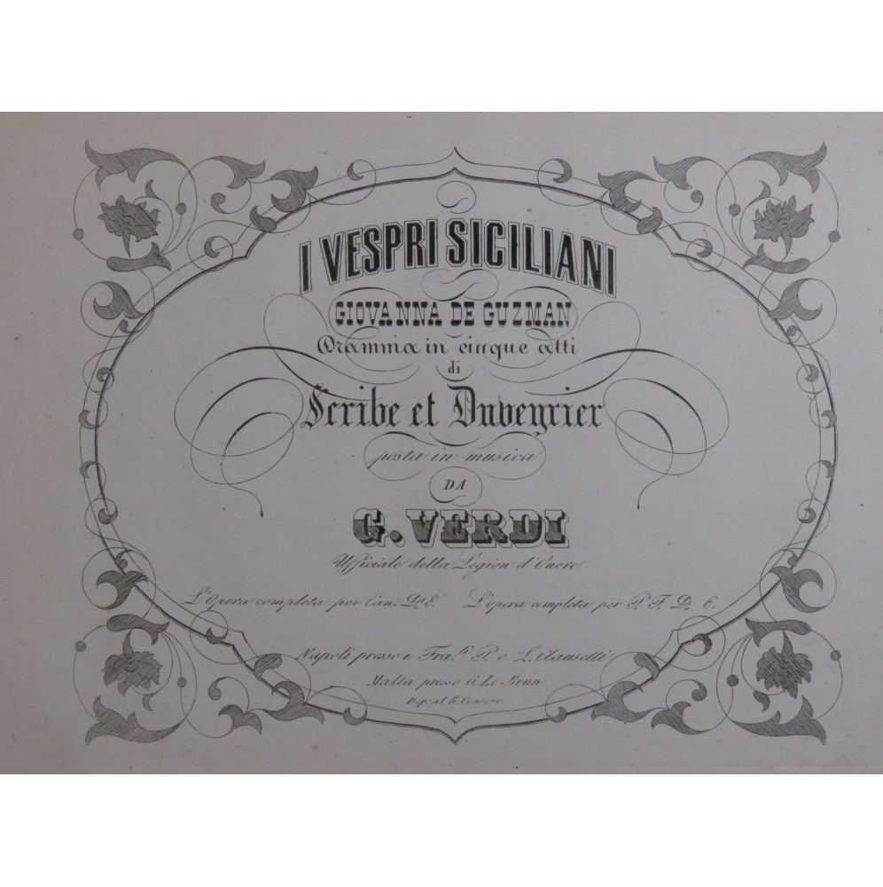 VERDI Giuseppe I Vespri Siciliani No 18 Piano ca1855