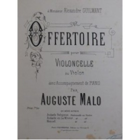MALO Auguste Offertoire Piano Violon Violoncelle ca1888