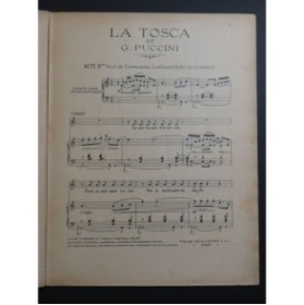 PUCCINI Giacomo La Tosca 3e Solo de Cavaradossi Chant Piano 1908