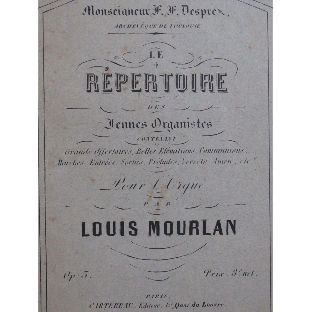 MOURLAN Louis Le Répertoire des Jeunes Organistes op 5 Orgue XIXe