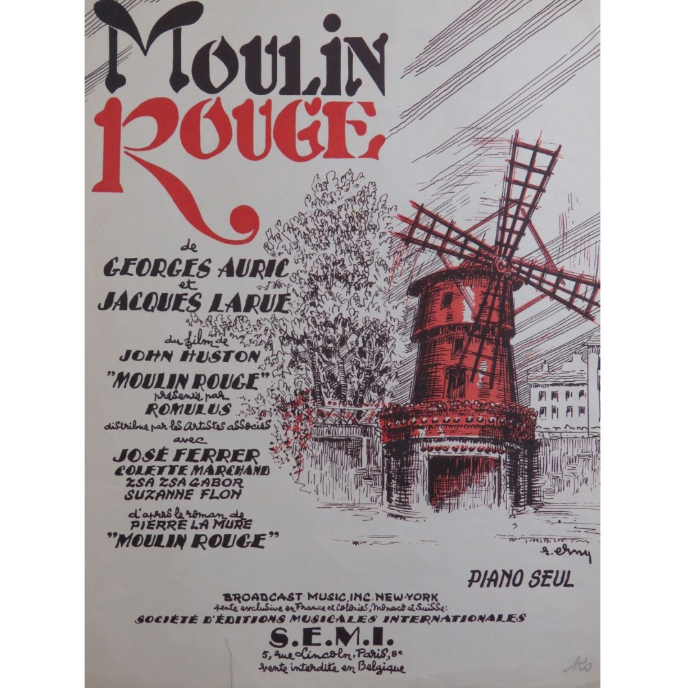 AURIC Georges LARUE Jacques Moulin Rouge Piano seul 1953