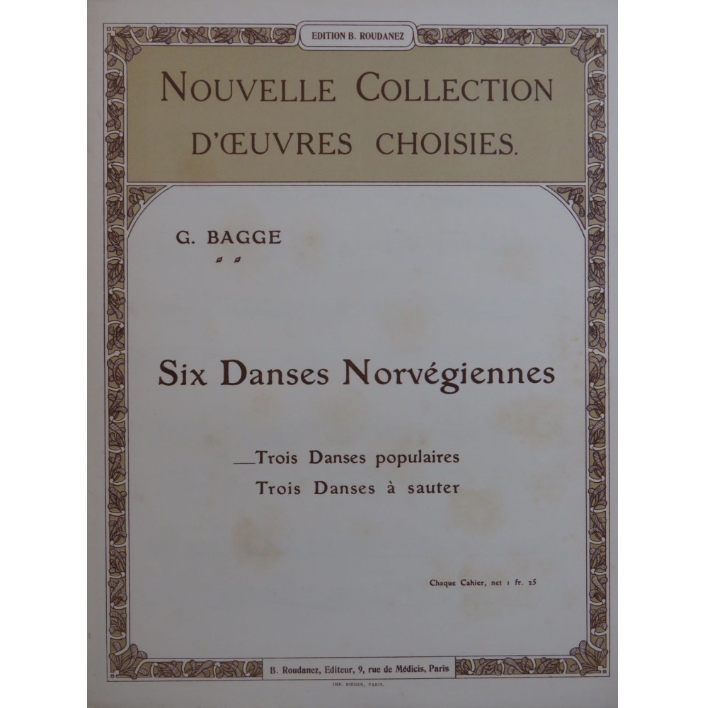 BAGGE G. Trois Danses Populaires Norvégiennes Piano