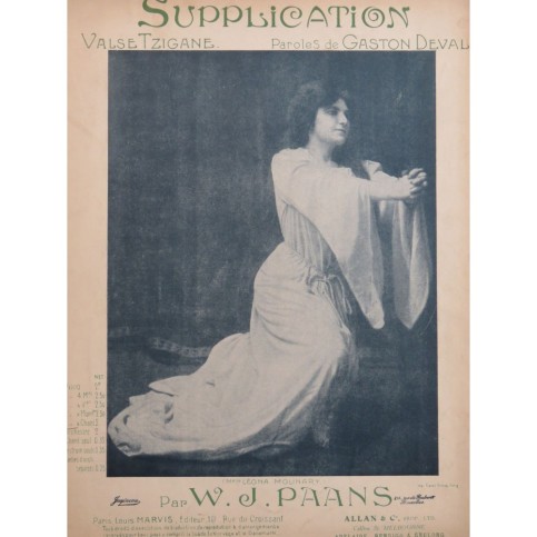 PAANS W. J. Supplication Valse Tzigane Chant Piano 1907