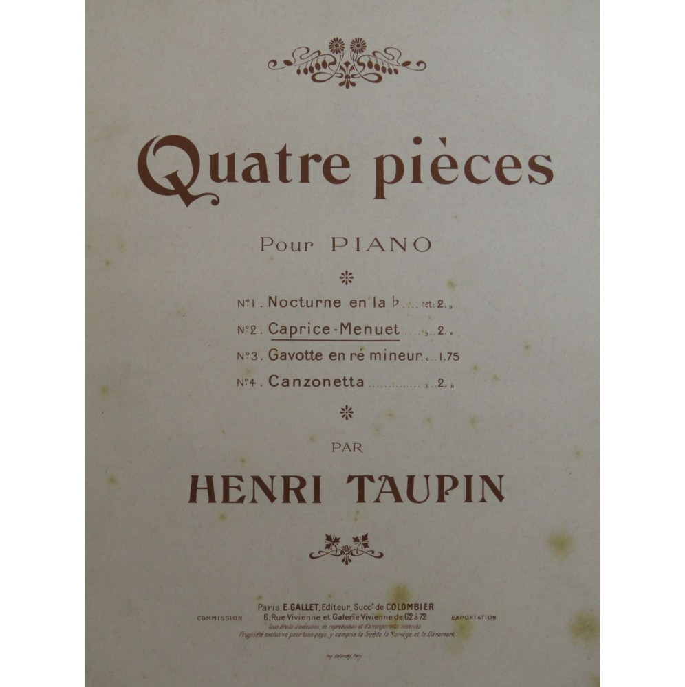 TAUPIN Henri Caprice-Menuet Piano