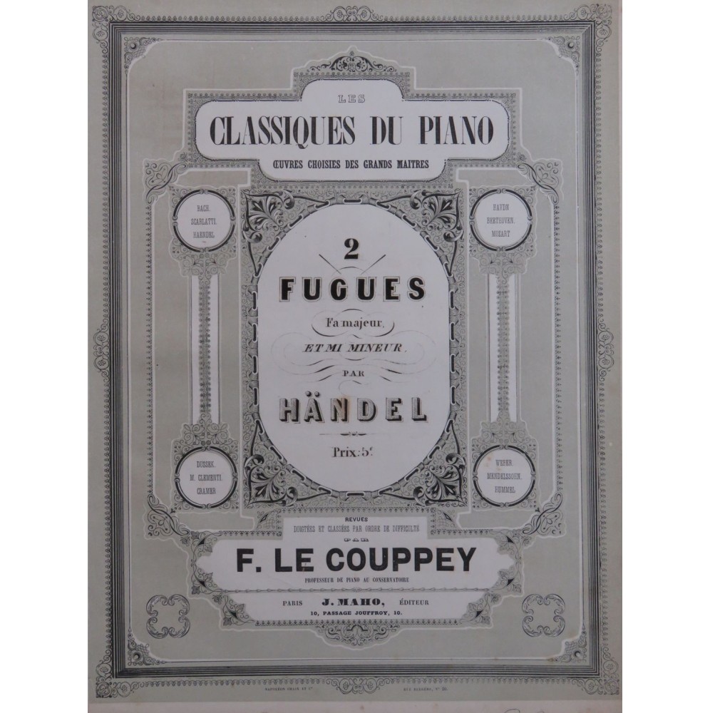 HÄNDEL G. F. Deux Fugues Piano ca1855