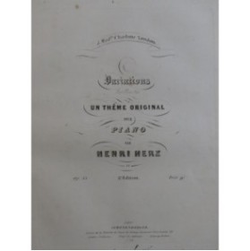 Herz Henri Variations Brillantes sur une Thème Original op 55 Piano ca1840