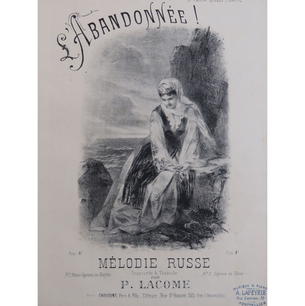 LACOME Paul L'Abandonnée ! Chant Piano 1875