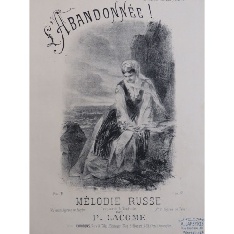LACOME Paul L'Abandonnée ! Chant Piano 1875