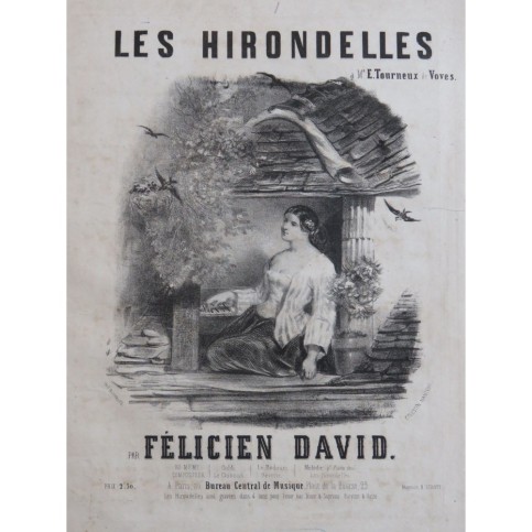 DAVID Félicien Les Hirondelles Chant Piano ca1840