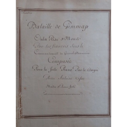 CÉSAR Pierre-Antoine Bataille de Gemmap Manuscrit Piano XVIIIe