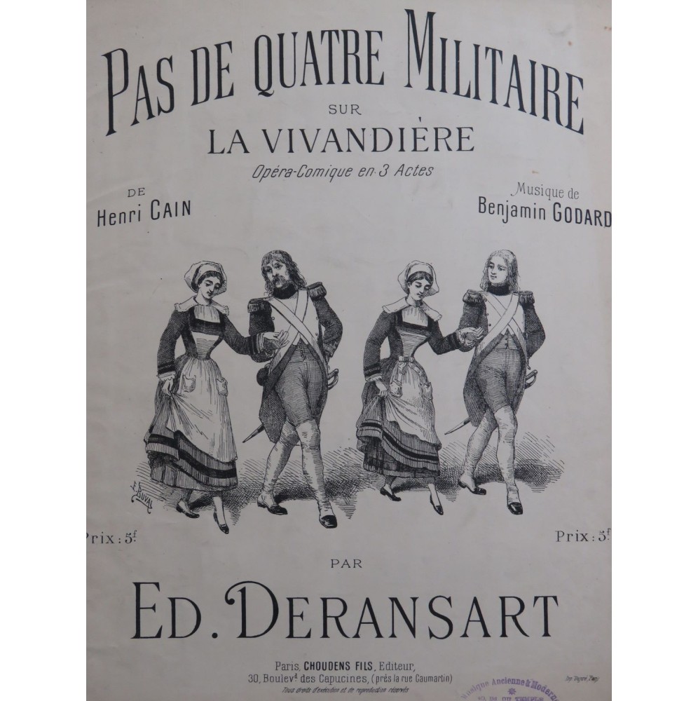 DERANSART Edouard Pas de Quatre Militaire La Vivandière Piano ca1895