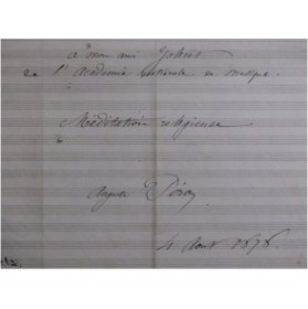 PÉRON Auguste Méditation Religieuse Manuscrit Orgue Violon 1878