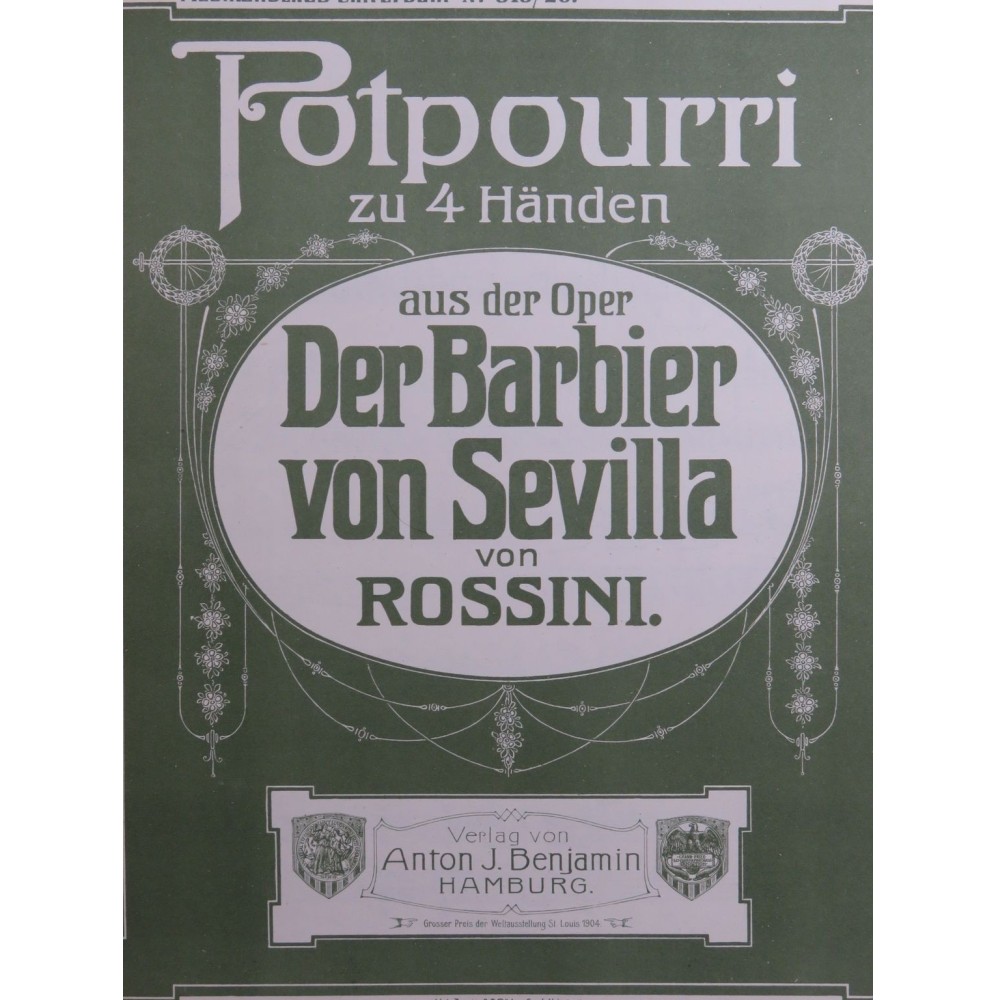 RUDOLPHS G. Der Barbier von Sevilla Potpourri Piano 4 mains