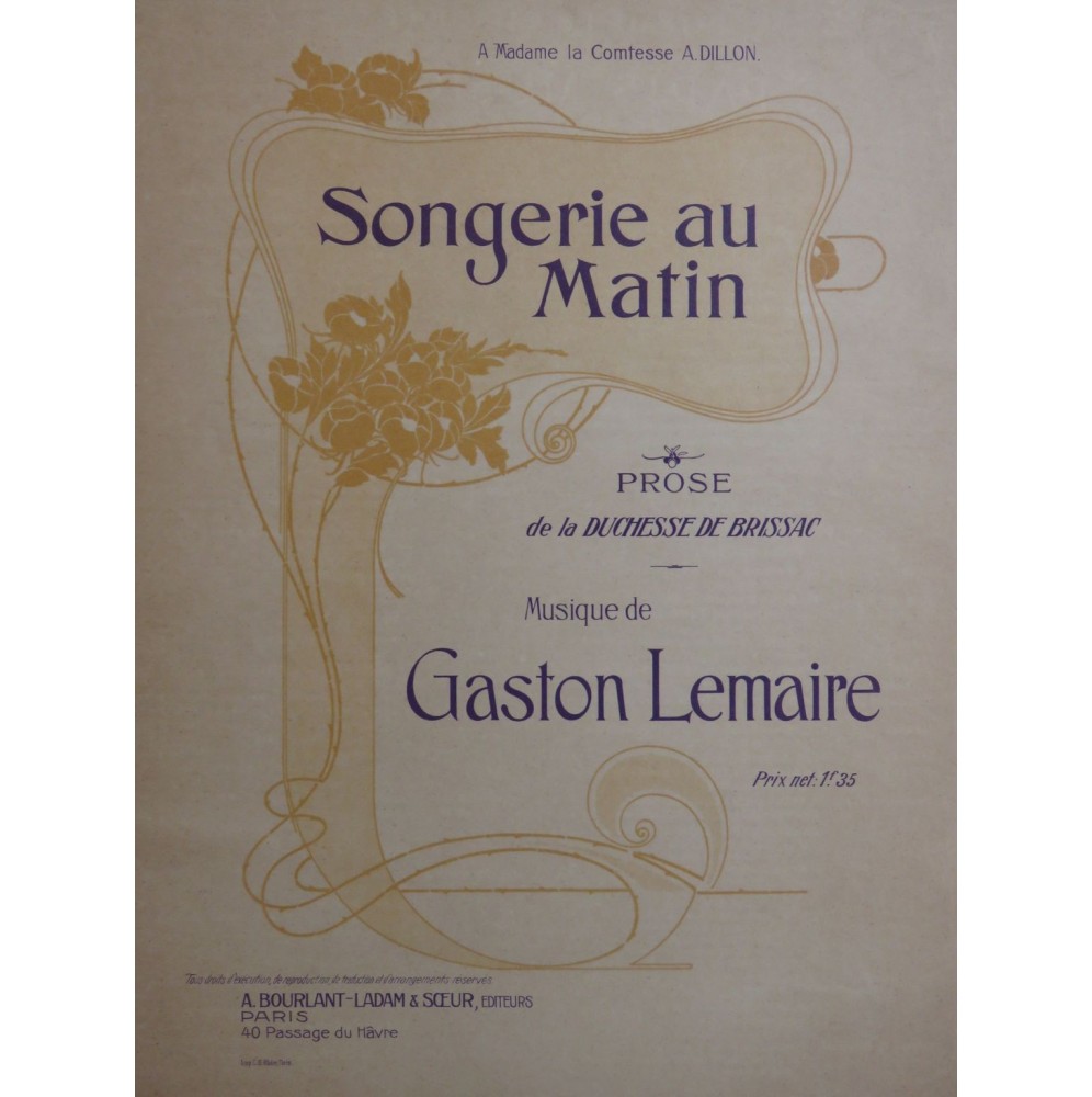 LEMAIRE Gaston Songerie au Matin Chant Piano