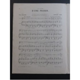 HAHN Reynaldo D'une Prison Chant Piano 1894