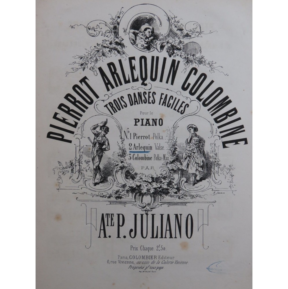 JULIANO A. P. Arlequin Valse Piano ca1870
