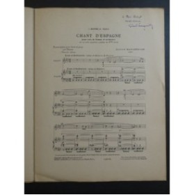 SAMAZEUILH Gustave Chant D'Espagne Dédicace Chant Piano 1928