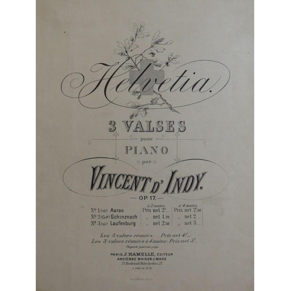 D'INDY Vincent Laufenburg Valse op 17 Piano ca1880