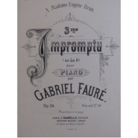 FAURÉ Gabriel Impromptu No 3 op 34 Piano ca1884